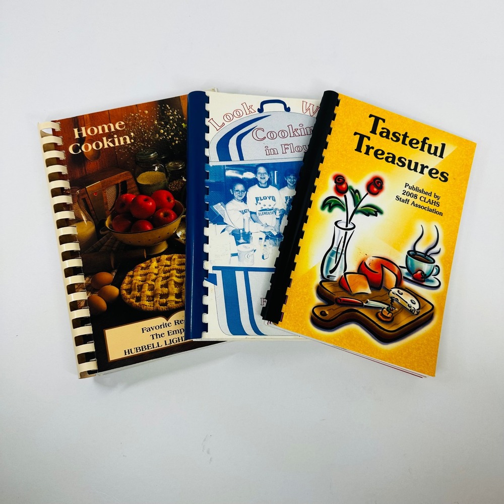 Lot of 3 Vintage Community Cookbooks Virginia Tech Floyd Elementary Hubbell 2000